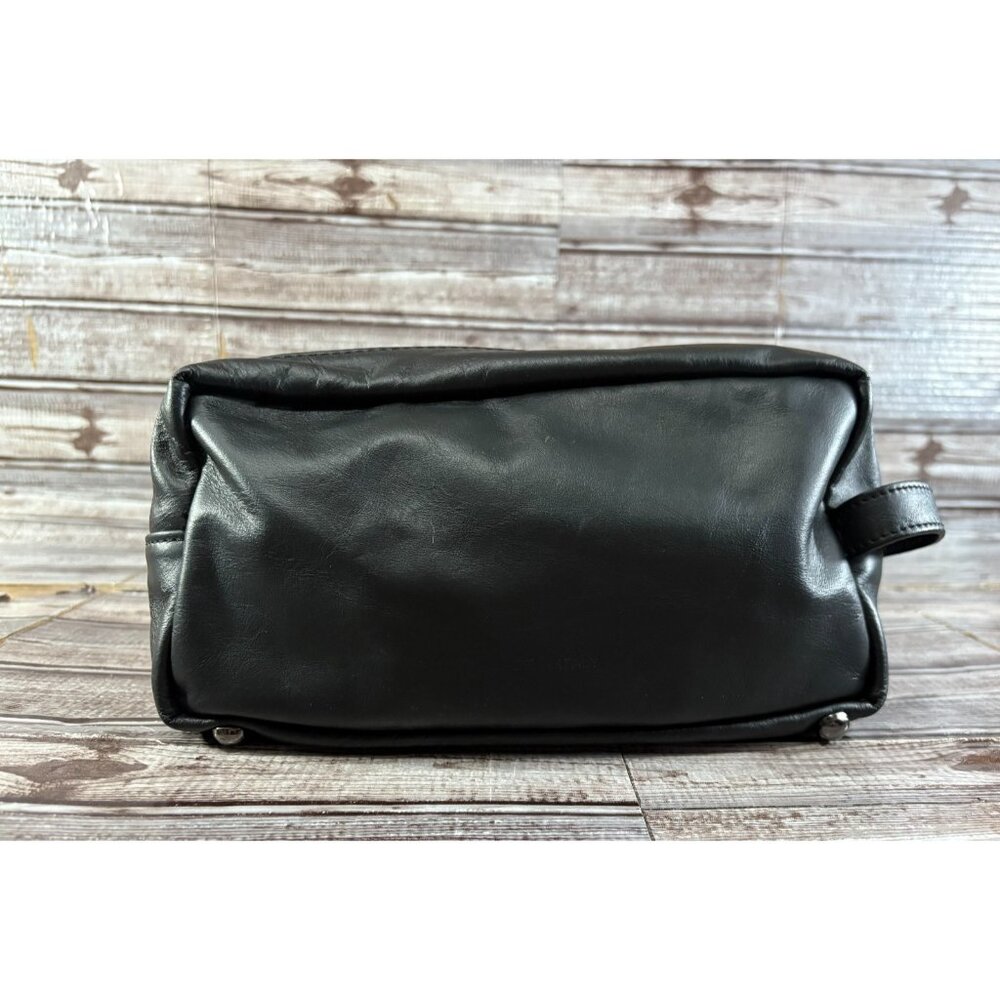 Massei luxury Leather Toiletry Bag Travel color black Made In Italy